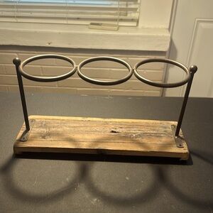 Wood and metal wine stand decor